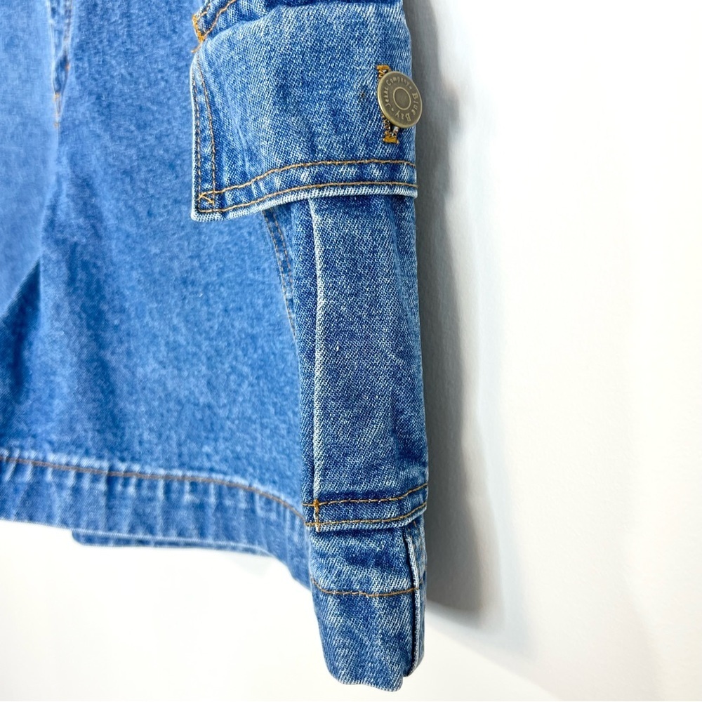 Vintage high rise 100% cotton denim jean cargo shorts 32 - Picture 4 of 8